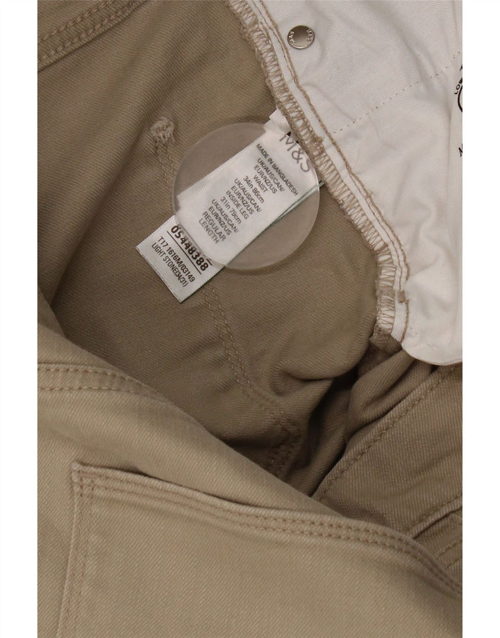 Jeans dritti da uomo Marks & Spencer W34 L31 cotone beige