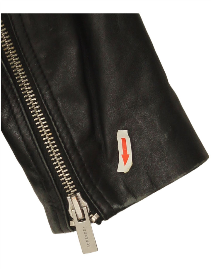 Giacca da motociclista in pelle da uomo Superdry UK 42 XL Nera
