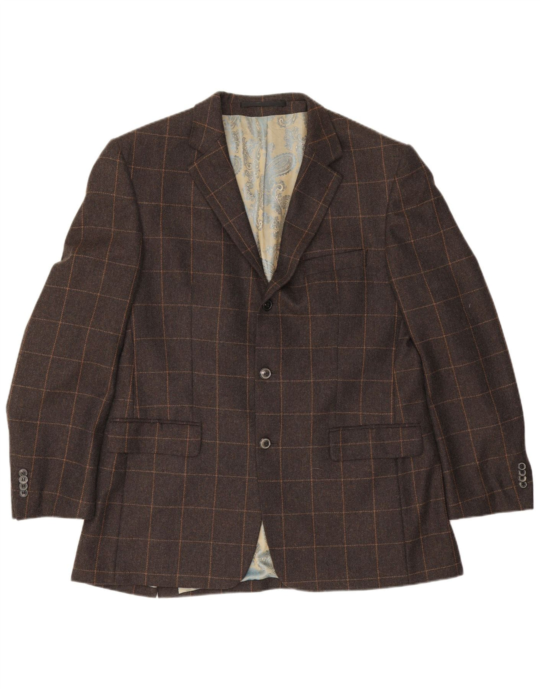 Giacca blazer vintage da uomo a 3 bottoni IT 54 2XL Cashmere a quadri marrone