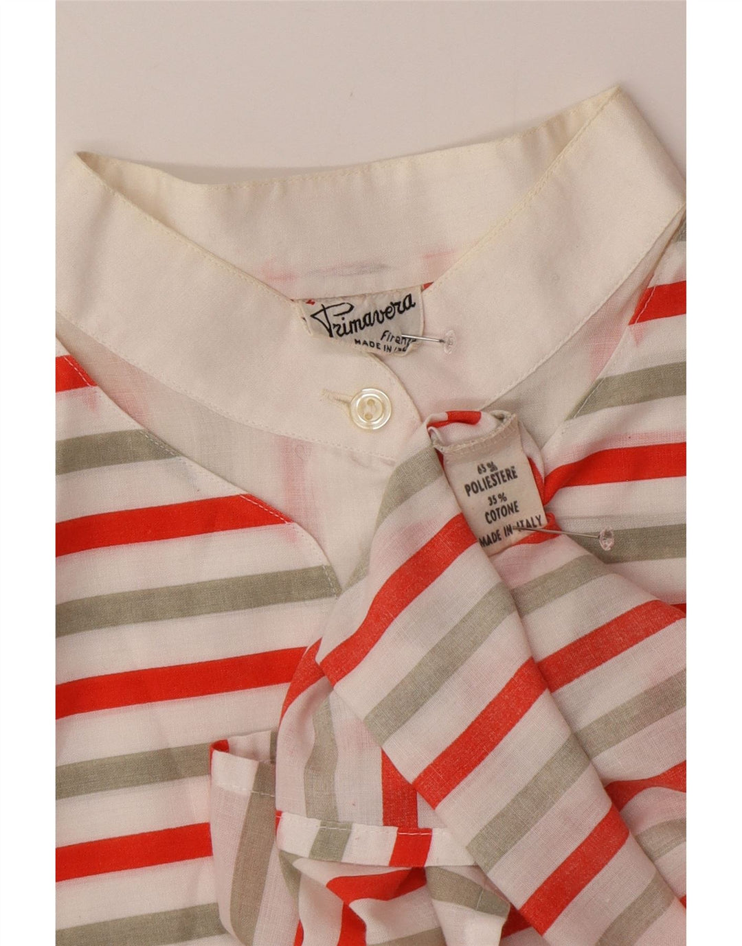Camicia pullover da donna VINTAGE UK 16 Grande poliestere a righe multicolore