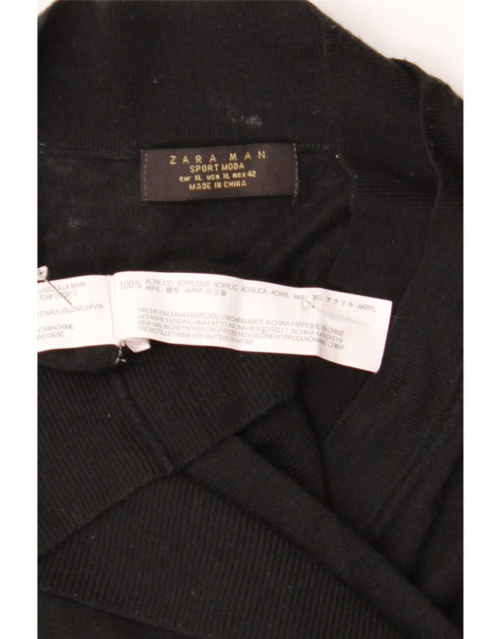 Maglione cardigan da uomo Zara XL acrilico nero