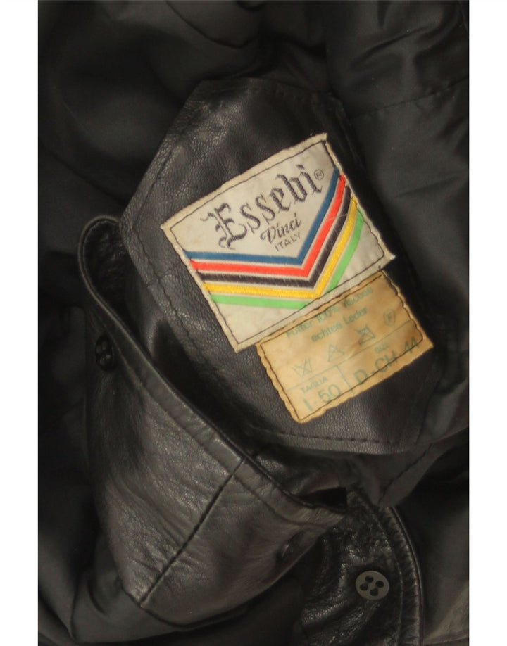 ESSEBI Womens Leather Jacket IT 44 Medium Black Vintage Essebi and Second-Hand Essebi from Messina Hembry 