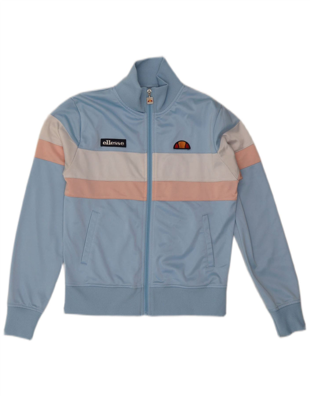 ELLESSE Giacca da tuta da donna UK 10 Small Blu Colourblock Poliestere