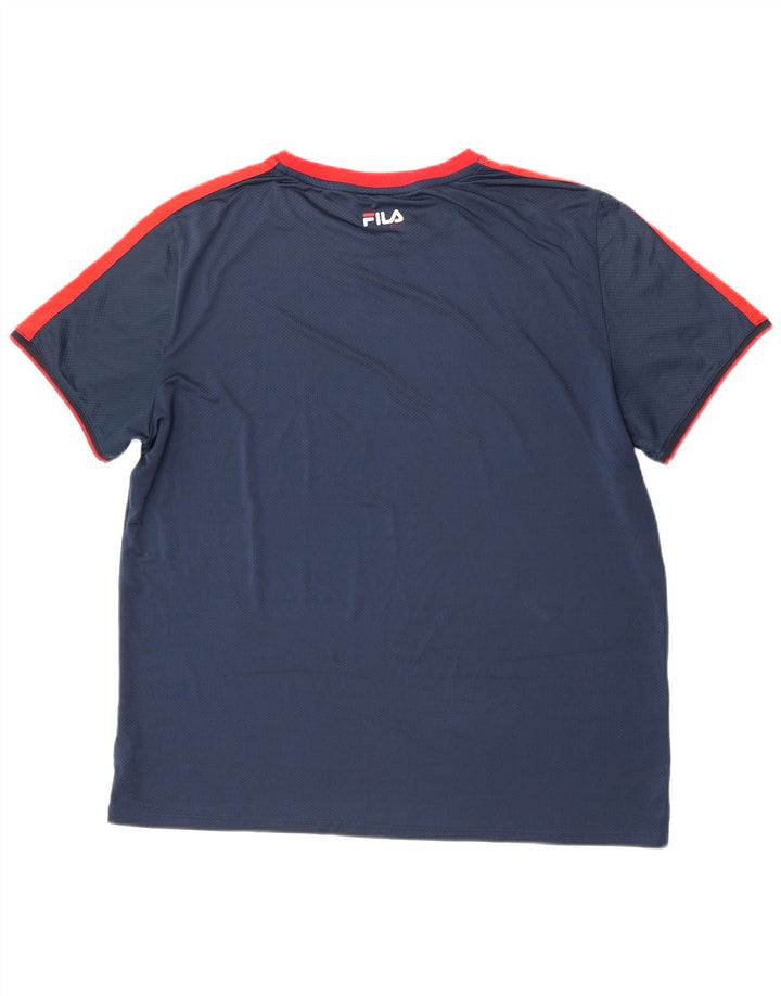 T-shirt Fila da uomo Top 2XL Poliestere color block blu navy
