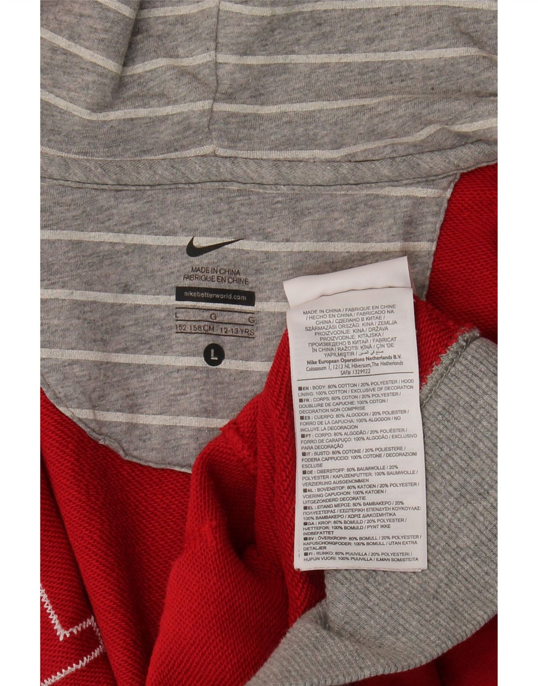 Felpa con cappuccio e zip grafica Nike da ragazzo, 12-13 anni, grande, colore rosso