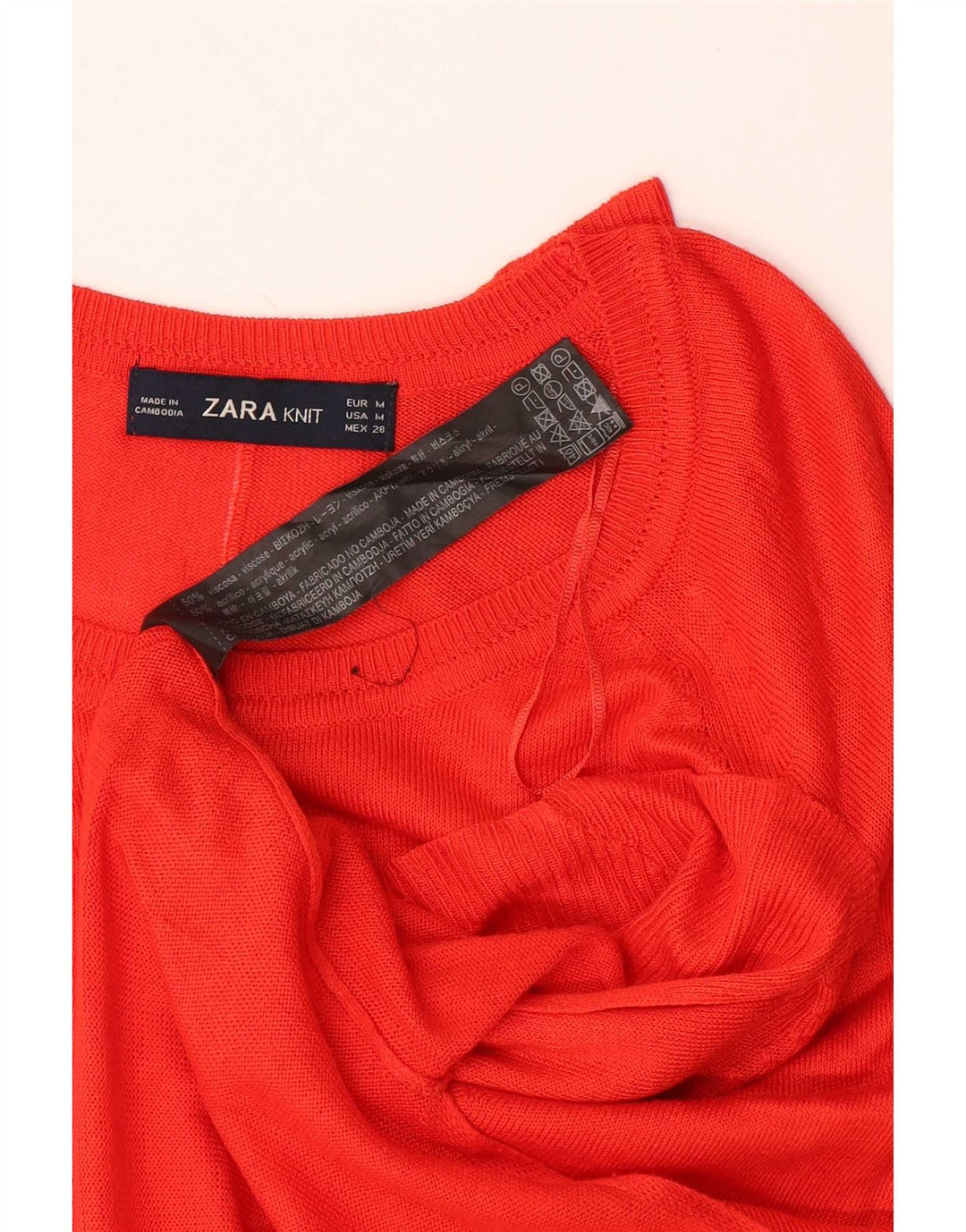 Maglione maglione oversize con scollo a barca da donna Zara UK 14 Viscosa arancione medio