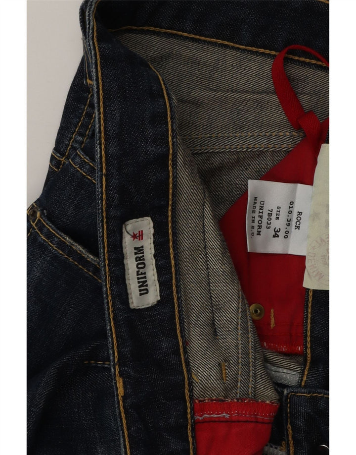 Jeans dritti da uomo uniformi W34 L32 cotone blu