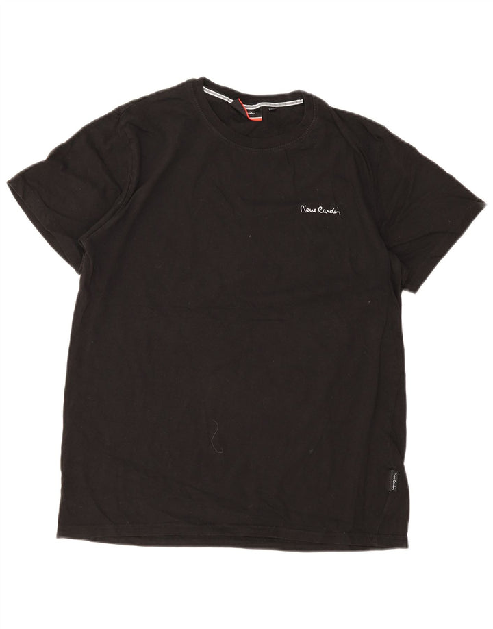 T-shirt da uomo Pierre Cardin Top in cotone nero medio