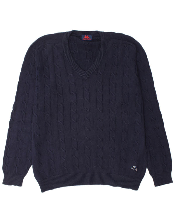 Maglione da uomo KAPPA con scollo a V XL in cotone blu navy