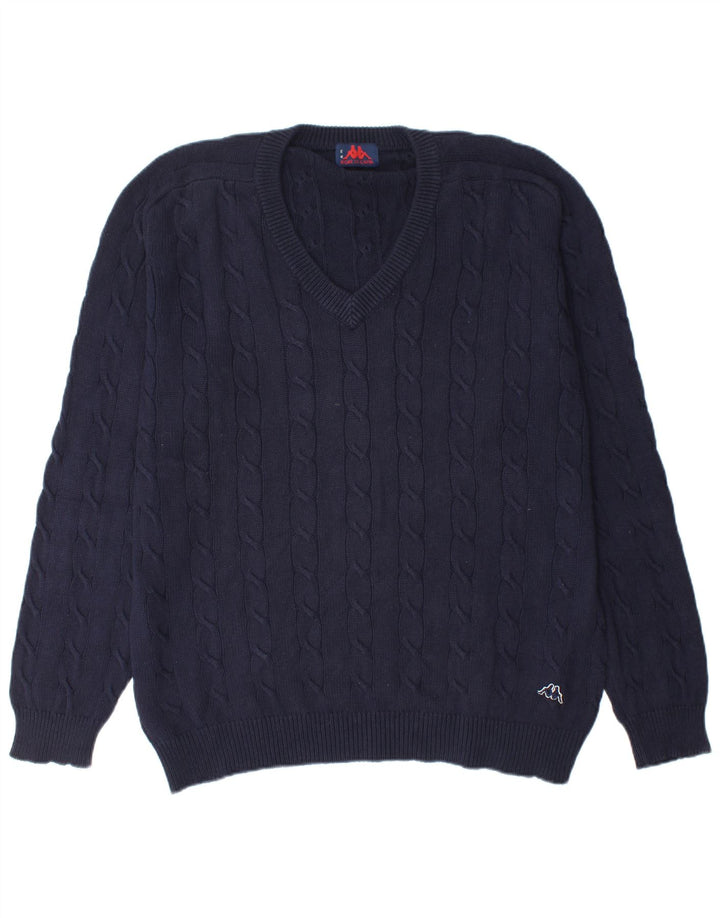 Maglione da uomo KAPPA con scollo a V XL in cotone blu navy
