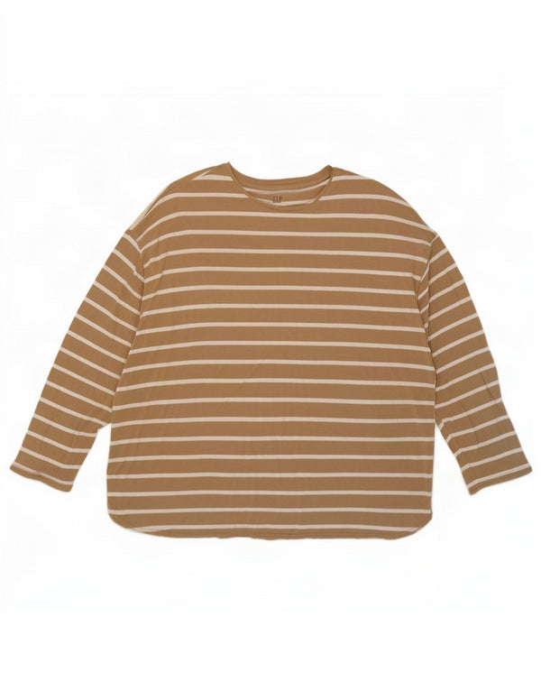 Gap Top oversize da donna a maniche lunghe UK 20 2XL Rayon a righe beige