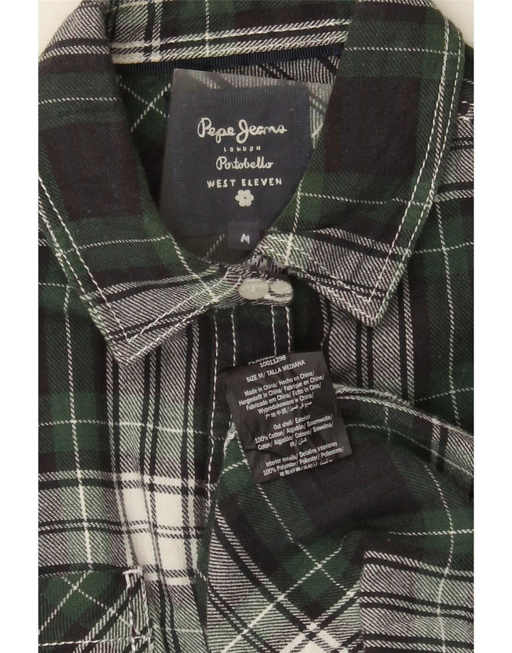 PEPE Jeans Camicia in flanella da donna UK 14 Cotone a quadri verde medio