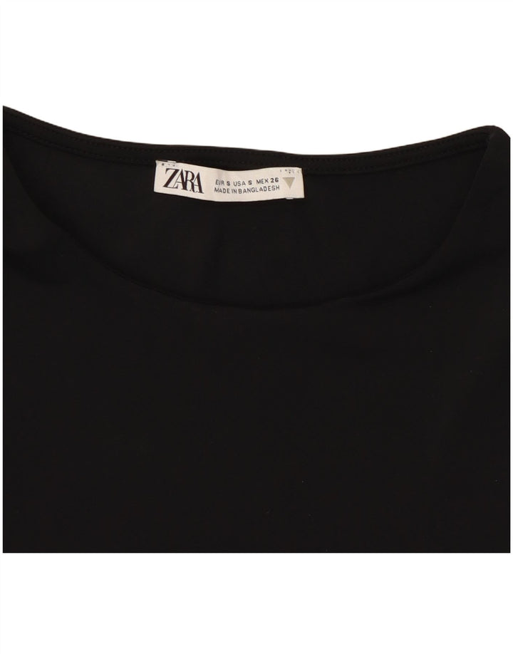 Top corto senza maniche da donna Zara UK 8 Small nero in poliammide