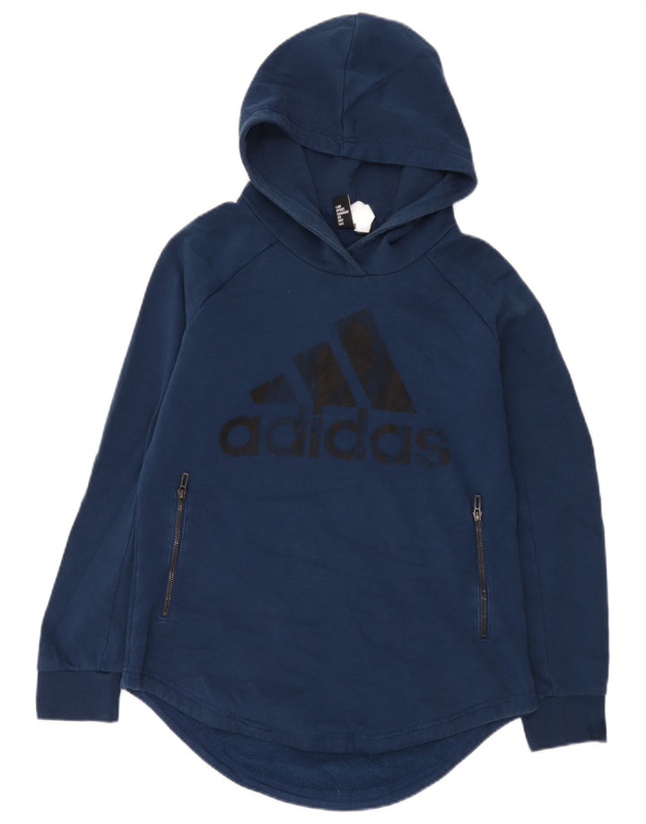 Felpa con cappuccio grafica da uomo Adidas in cotone blu medio