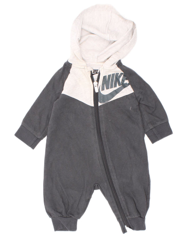 Tuta con cappuccio grafica Nike per neonati e bambini 0-3 mesi in cotone color block grigio