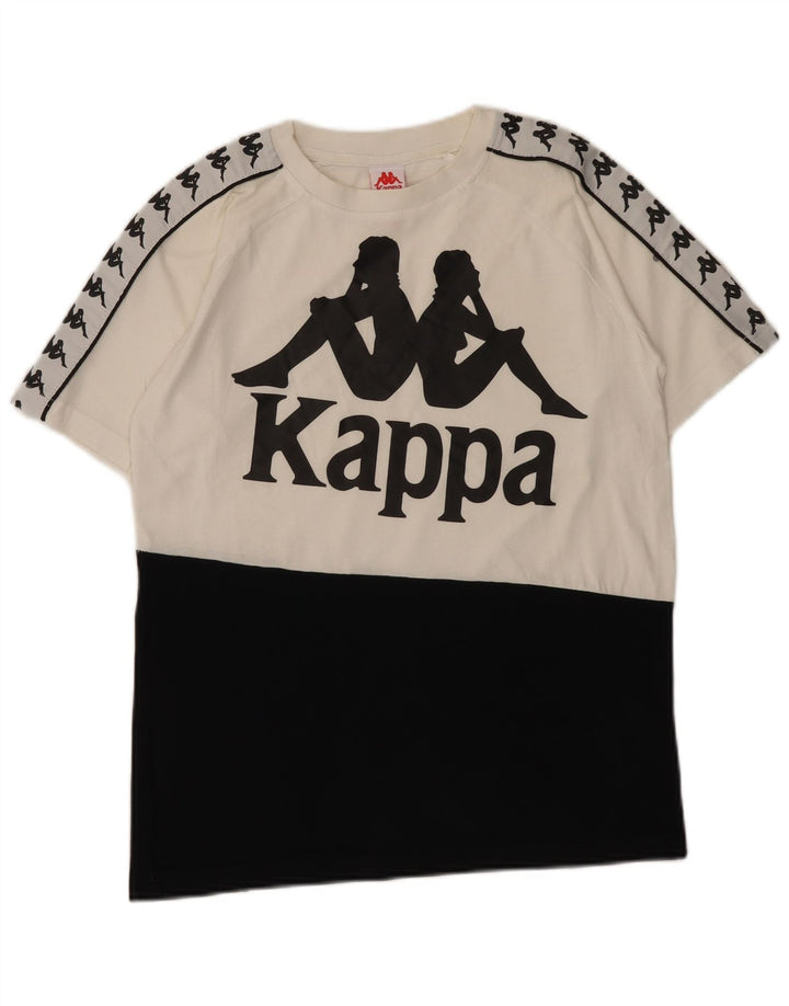T-shirt grafica da uomo Kappa Top Small in cotone color block bianco