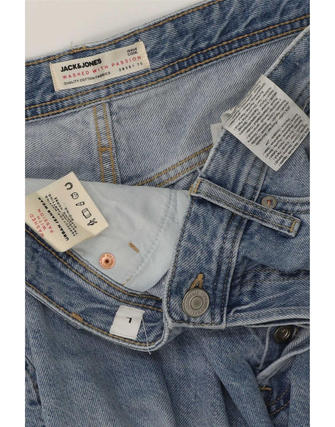 Pantaloncini di jeans Chris da uomo Jack & Jones grandi W34 cotone blu