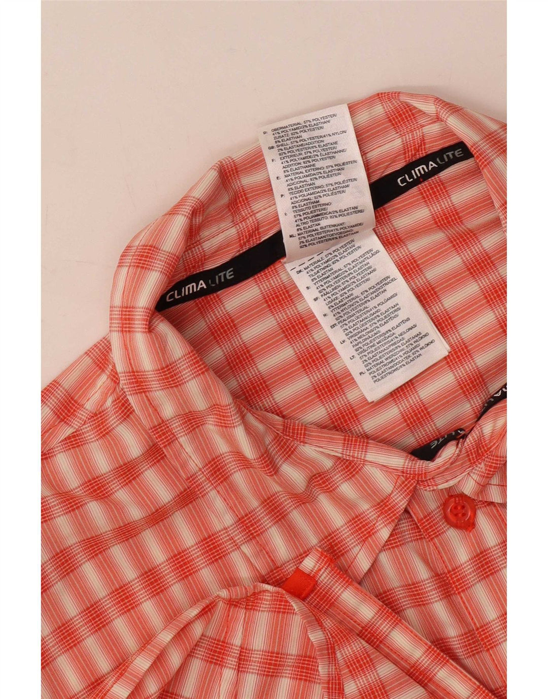 Maglia a maniche corte Adidas Climalite da uomo, in poliestere a quadri arancioni grandi
