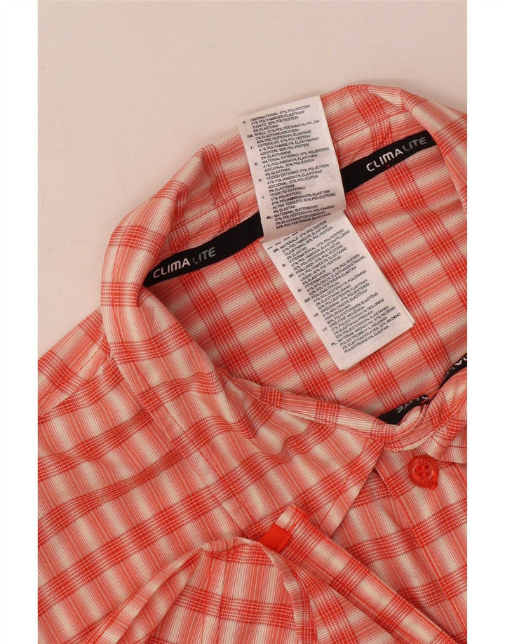 Maglia a maniche corte Adidas Climalite da uomo, in poliestere a quadri arancioni grandi