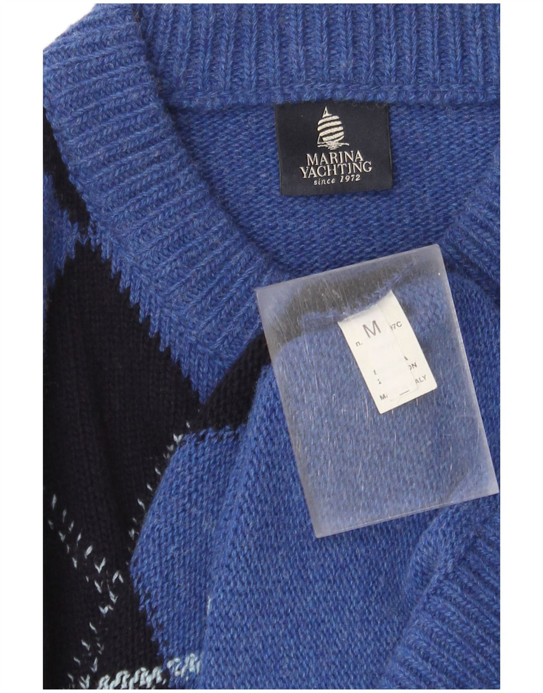 Marina Yachting Maglione girocollo da uomo blu medio a rombi/diamante