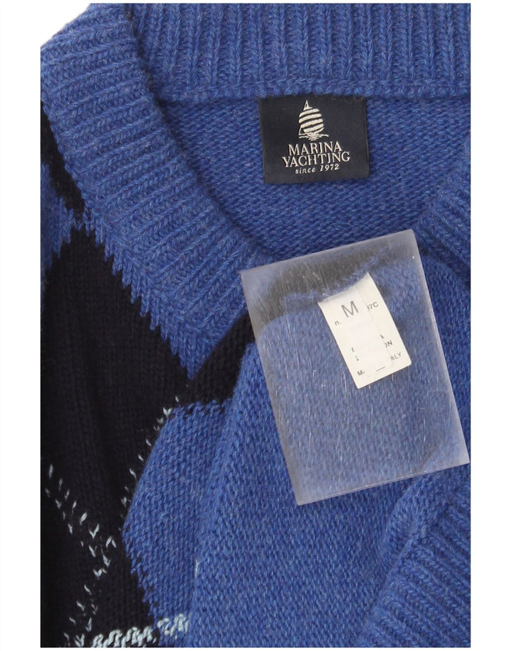Marina Yachting Maglione girocollo da uomo blu medio a rombi/diamante
