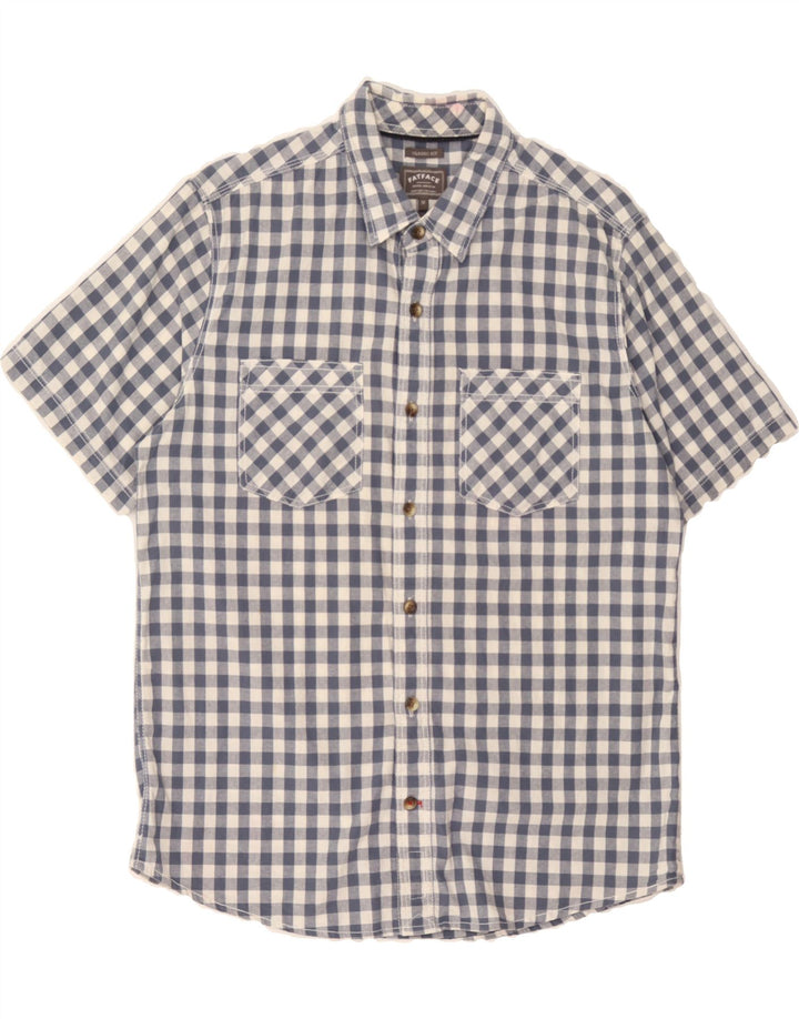 FAT FACE Mens Classic Fit Short Sleeve Shirt Medium Navy Blue Gingham Vintage Fat Face and Second-Hand Fat Face from Messina Hembry 