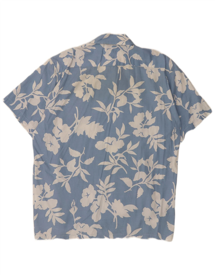 TIPO'S Camicia a maniche corte da uomo XL in cotone floreale blu