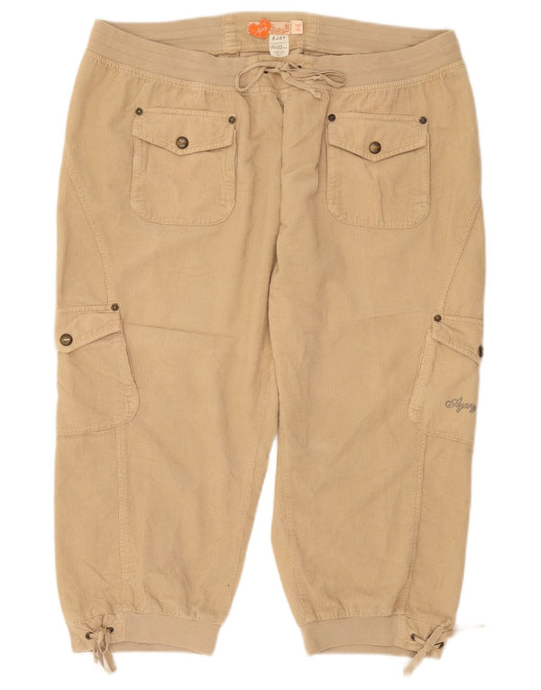 Pantaloni da donna Liu Jo Ajay Capri Cargo in velluto a coste IT 52 2XL W38 L21 Beige