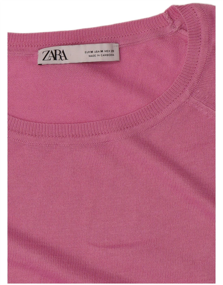 Maglione maglione con scollo a barca da donna Zara UK 14 Rosa medio