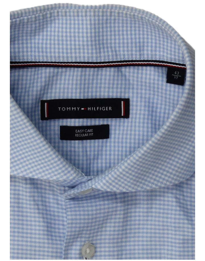 TOMMY HILFIGER Mens Regular Fit Shirt Size 43 17 XL Blue Gingham Cotton
