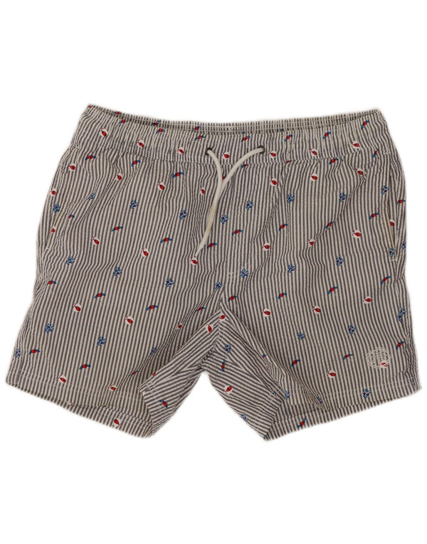 Pantaloncini da bagno grafici da uomo Jack & Jones in cotone gessato blu medio
