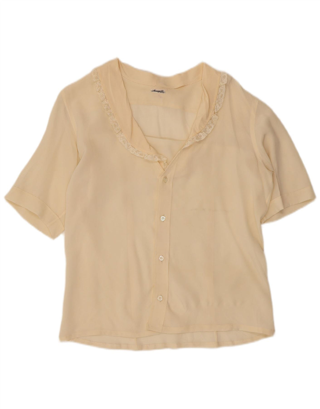 Camicetta camicia a maniche corte da donna vintage UK 14 medio bianco sporco