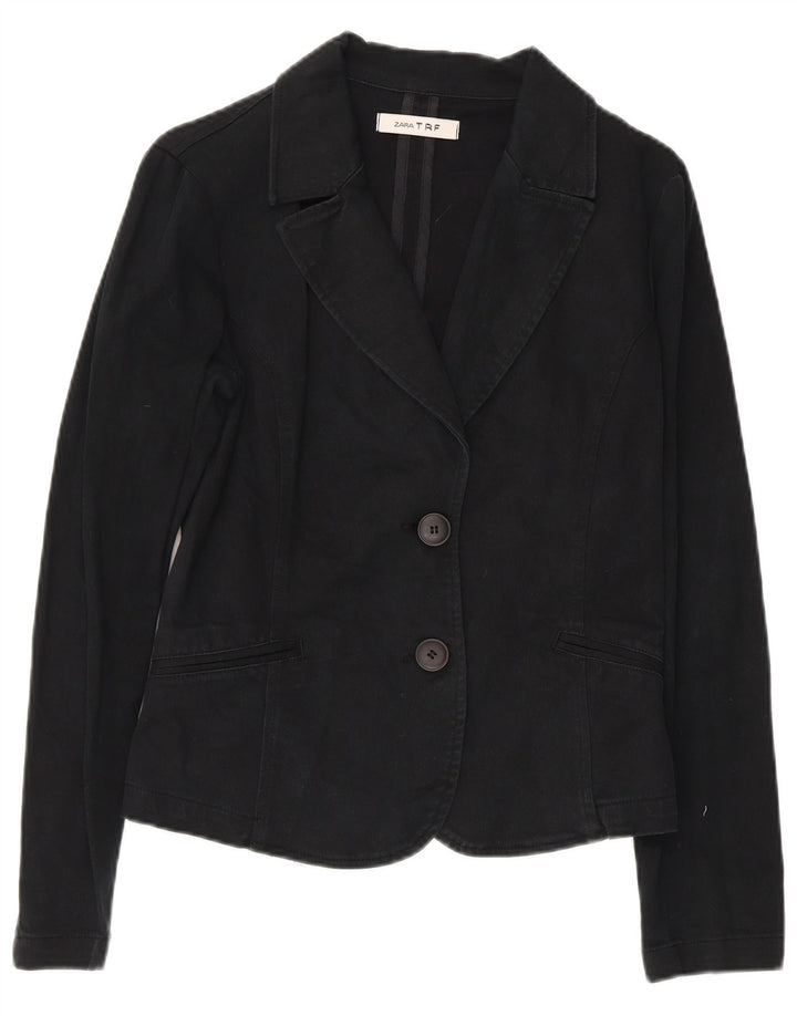 Giacca blazer a 2 bottoni Zara Trafaluc da donna UK 14 grande cotone nero