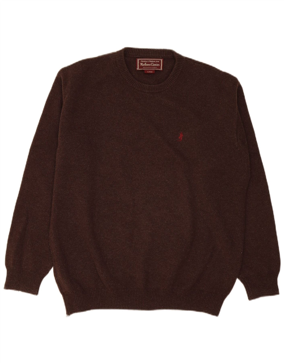 Marlboro Classics Maglione da uomo girocollo maglione grande lana marrone