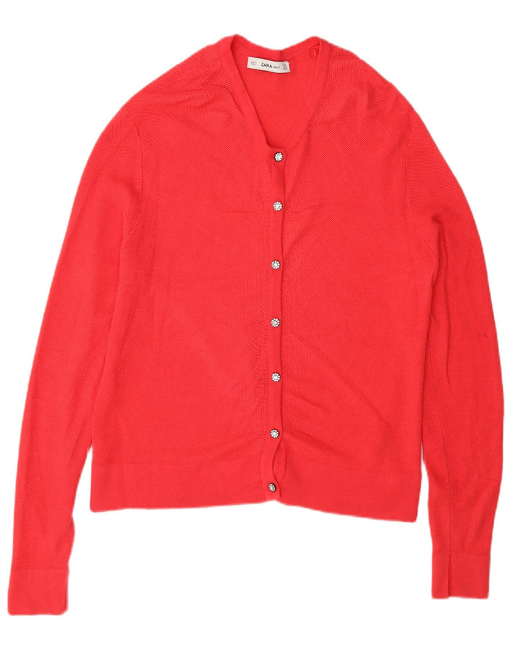 Maglione cardigan vestibilità regolare da donna Zara UK 12 viscosa rossa media