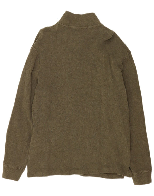 Polo Ralph Lauren Mens Zip Neck Jumper Sweater Large Khaki Cotton