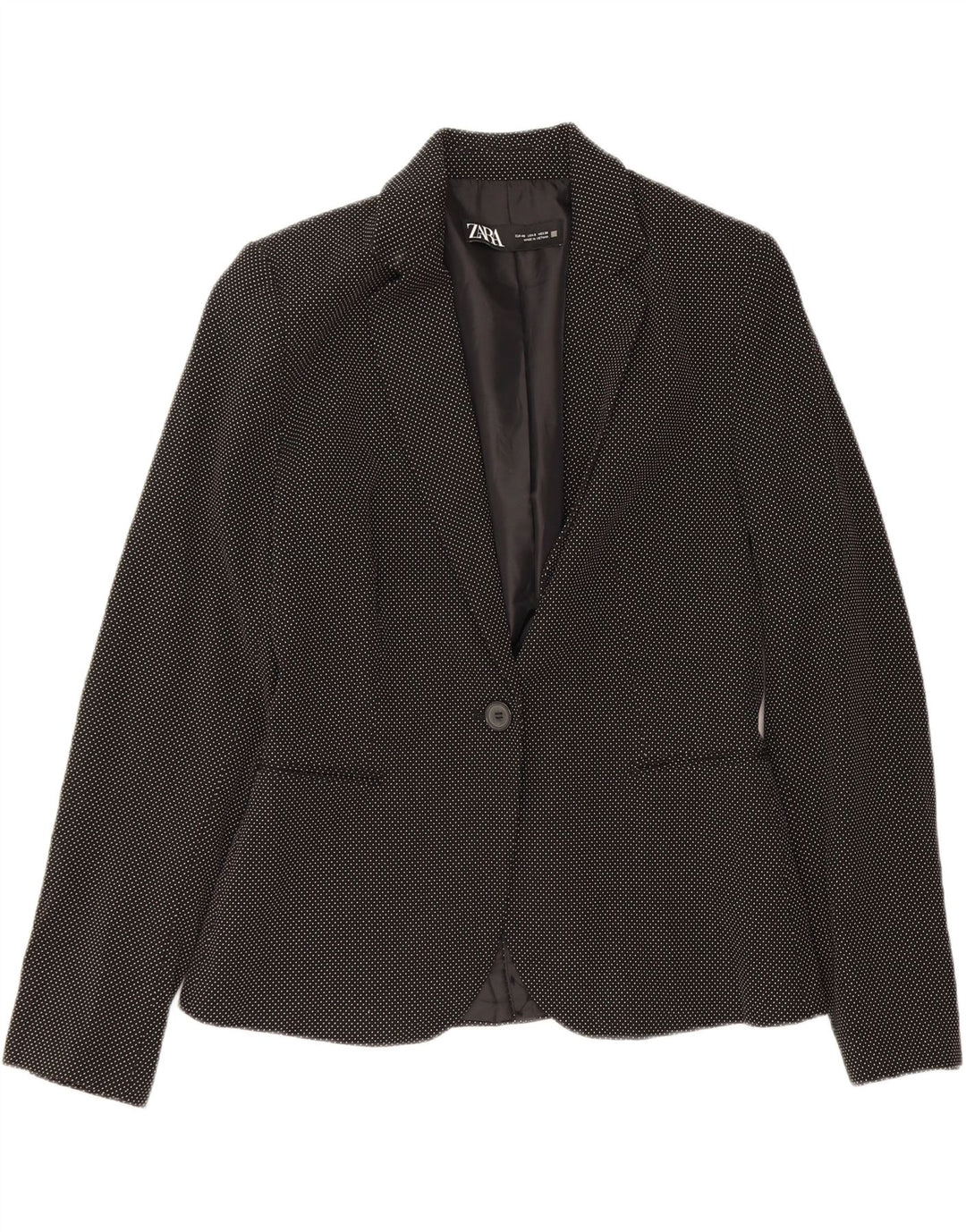 ZARA Womens 1 Button Blazer Jacket EU 40 Medium Black Flecked Polyester Vintage Zara and Second-Hand Zara from Messina Hembry 