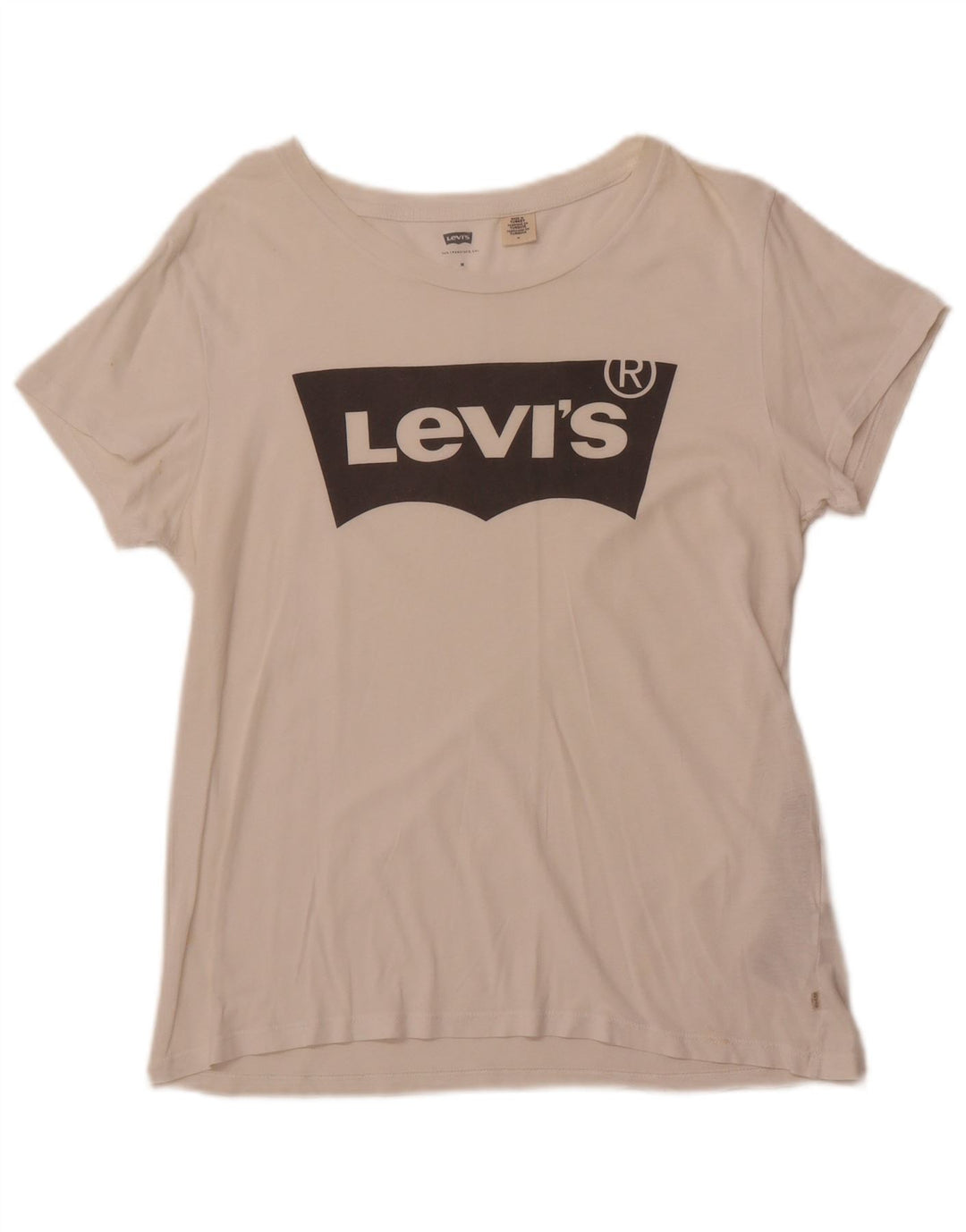 T-shirt grafica da donna LEVI'S Top UK 12 cotone bianco medio