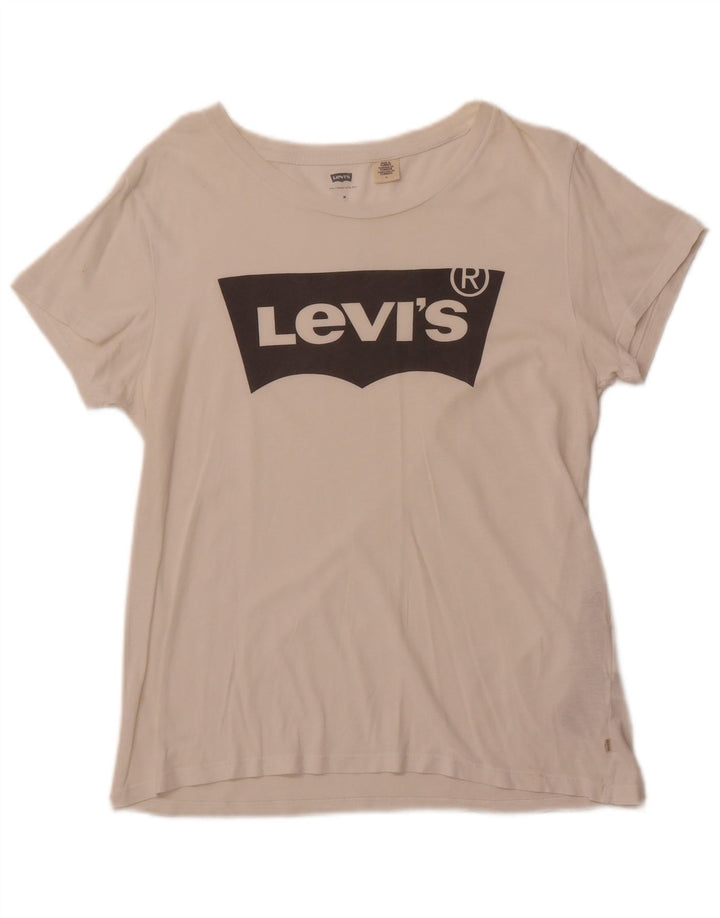 T-shirt grafica da donna LEVI'S Top UK 12 cotone bianco medio