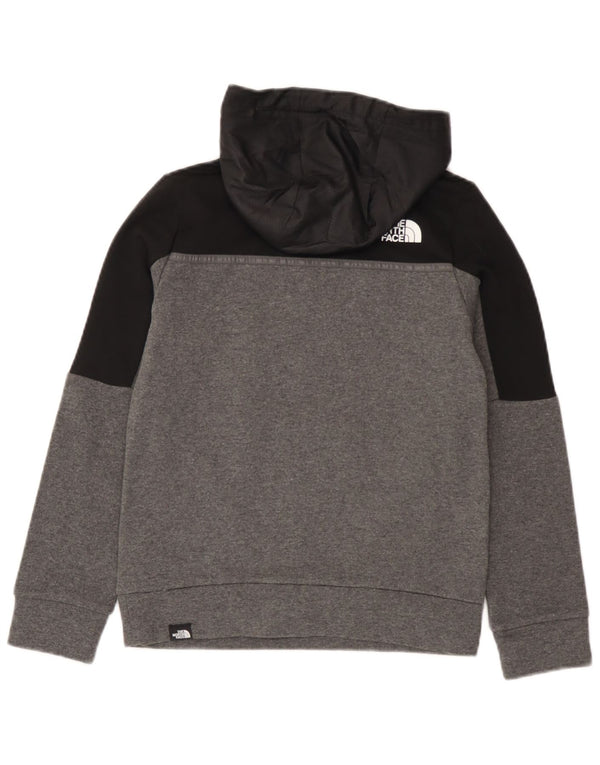 The North Face Boys Hoodie Jumper 11-12 Years Large Grey Colourblock