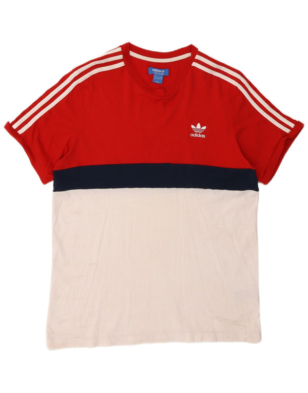 T-shirt da uomo Adidas Top Large rossa in cotone color block