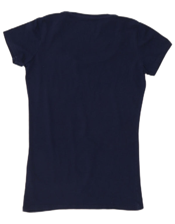 Guess T-shirt grafica da donna Top UK 12 Medium Blu Navy