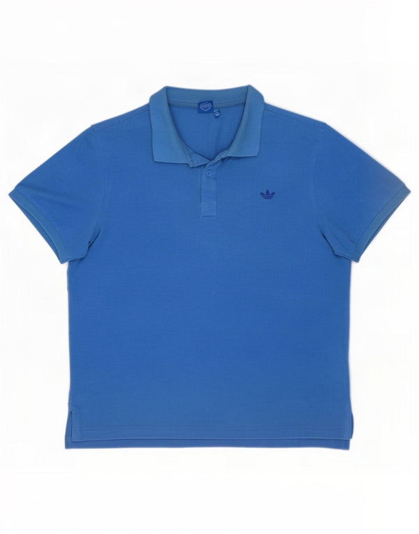 Polo Adidas da uomo grande in cotone blu