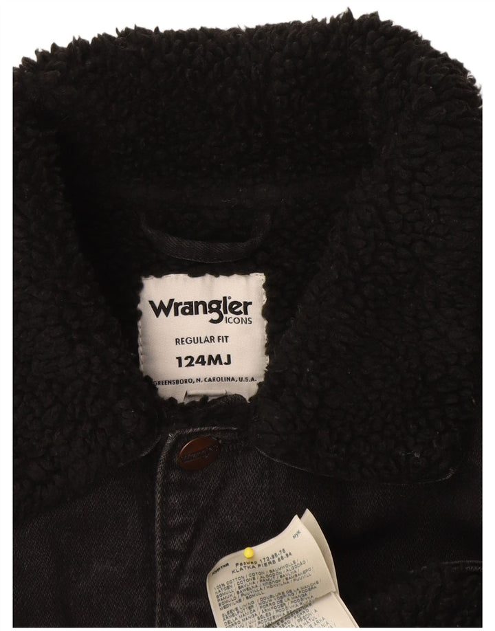 Giacca in denim da uomo Wrangler Sherpa vestibilità regolare UK 36 piccola in cotone nero