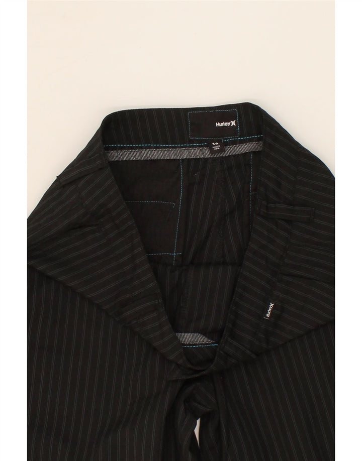 HURLEY Boys Chino Shorts 15-16 Years W31  Black Striped Polyester Vintage Hurley and Second-Hand Hurley from Messina Hembry 