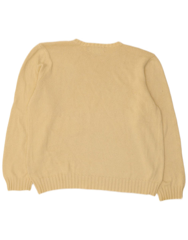 Maglione maglione girocollo da donna Polo Ralph Lauren UK 16 grande giallo