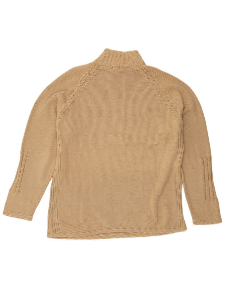 Osvaldo Bruni Maglione Uomo con Zip Collo Grande in Cotone Beige