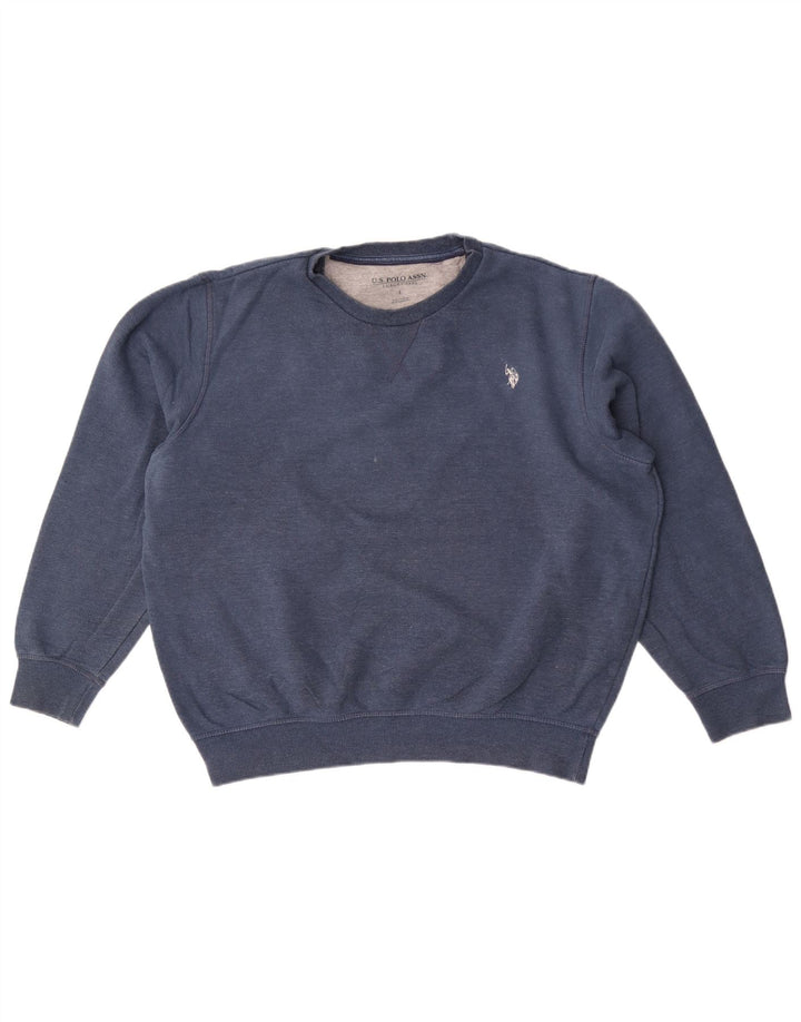 Polo Assn. Felpa da uomo maglione grande in cotone blu