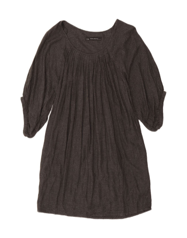 Vestito da donna Zara a maniche 3/4 oversize a tendina UK 10 Piccolo Grigio Viscosa