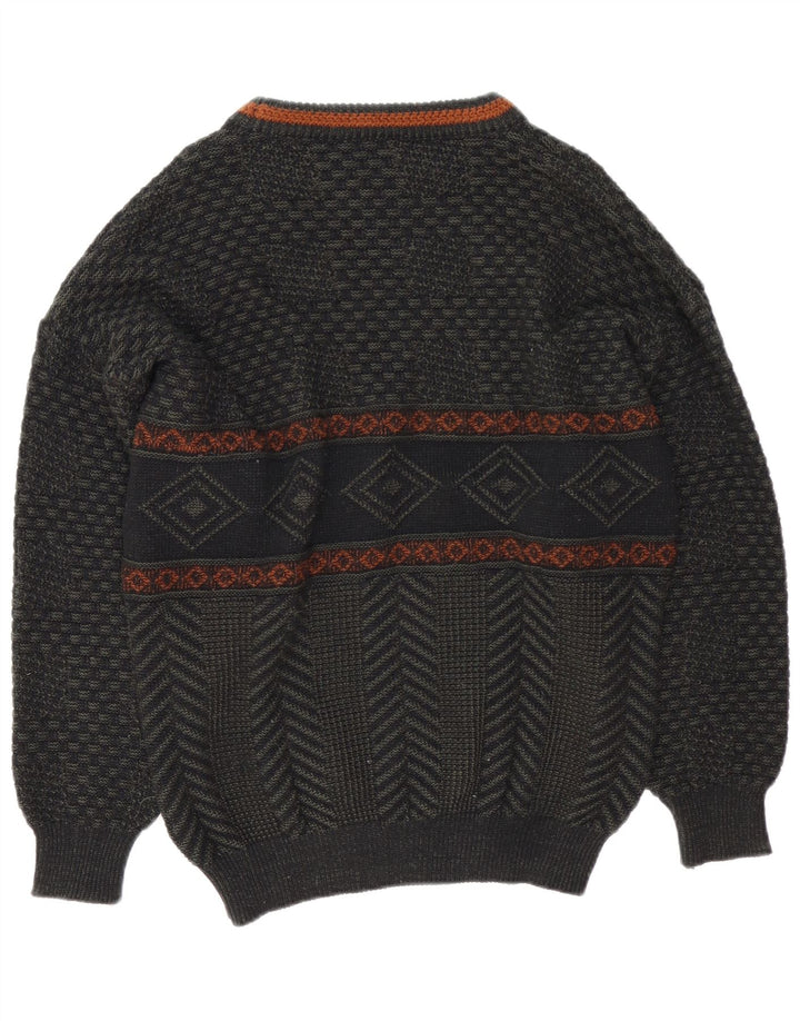 Carlo Comberti Maglione da uomo con scollo a barca Maglione grande acrilico geometrico grigio